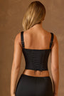 Lace-Up Corset Top in Black
